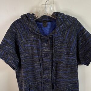 Marc By Marc Jacobs Blue Patterned Short Sleeve Hooded Snap Jacket or Cardigan